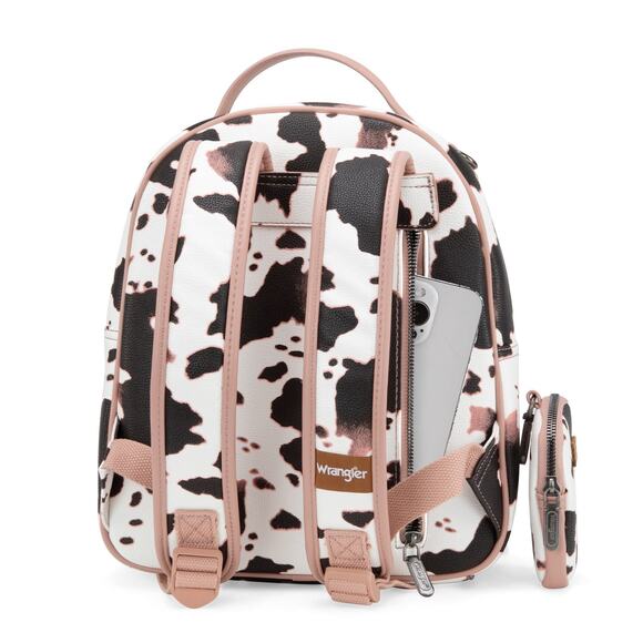 Wrangler Cow Print Backpack With Coin Pouch - Pink *NEW in Package* - Picture 3 of 6